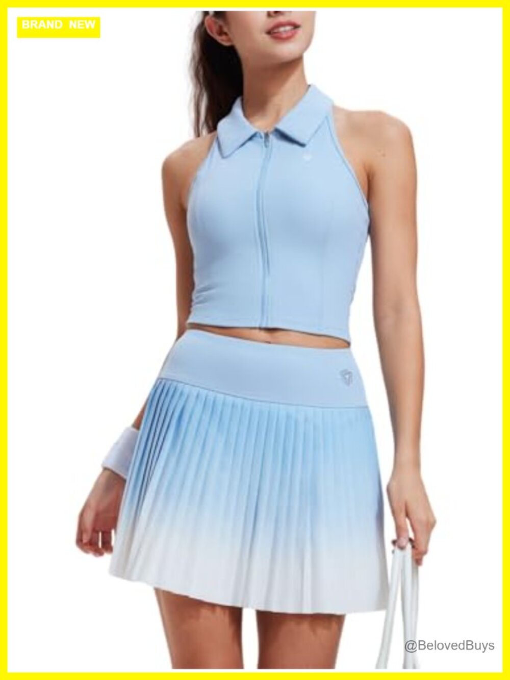 Women's Golf Tennis Skort Outfit Set with Padded Top and Built-in Shorts